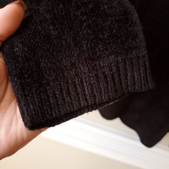 VTG 90s Black Floral Beaded Chenille Cardigan Sweater S M Artsy Cottage Granny - Picture 7 of 12